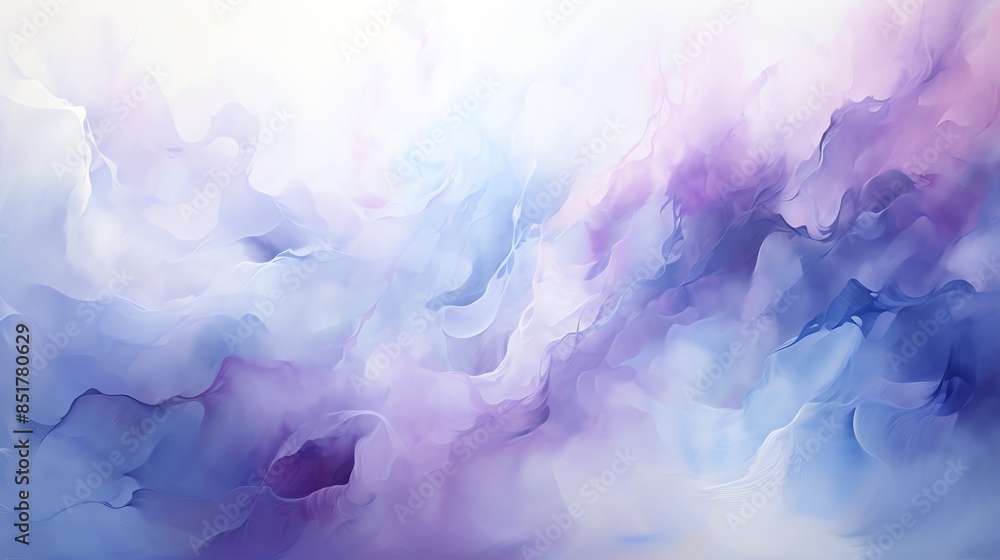Abstract painting with soft purple and blue hues, resembling clouds or smoke.