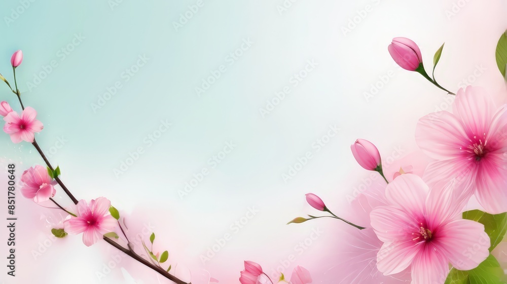 Obraz premium Nature flower background. Cosmos flowers beautiful in the garden. Spring nature freshness and renewal background. Flowering cherry apple tree branch in spring garden with beautiful flower