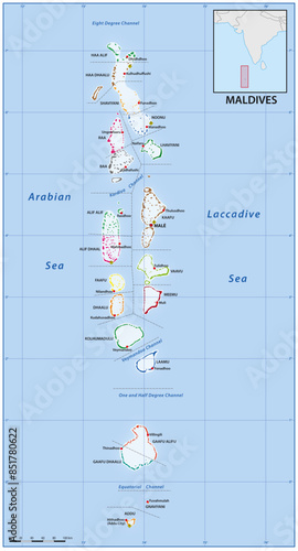 Administrative vector map of the Republic of Maldives