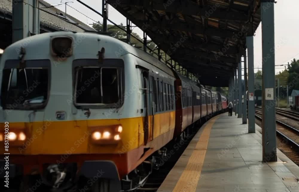 The train has just arrived at the station, Seamless 4K looping virtual video animation background The train has just arrived at the station, Seamless 4K looping virtual video animation background