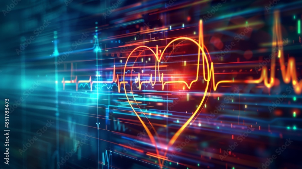 A heartbeat line forming a heart shape on a medical monitor, symbolizing life and health. A heartbeat line forming a heart shape on a medical monitor, symbolizing life and health.