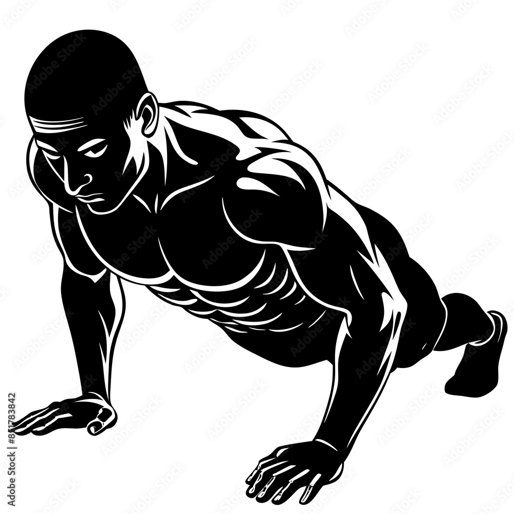 side-view-of-bodybuilder-performing-a-push-up-on-t side-view-of-bodybuilder-performing-a-push-up-on-t