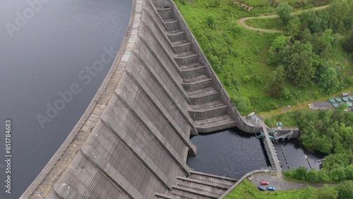 Aerial view of the Llyn Clywedog Dam in Central Wales  photo