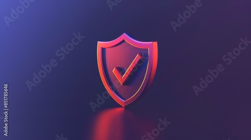 Wallpaper Mural 3D shield icon with a checkmark, symbolizing security and protection, on a vibrant gradient background. Ideal for cybersecurity concepts. Torontodigital.ca