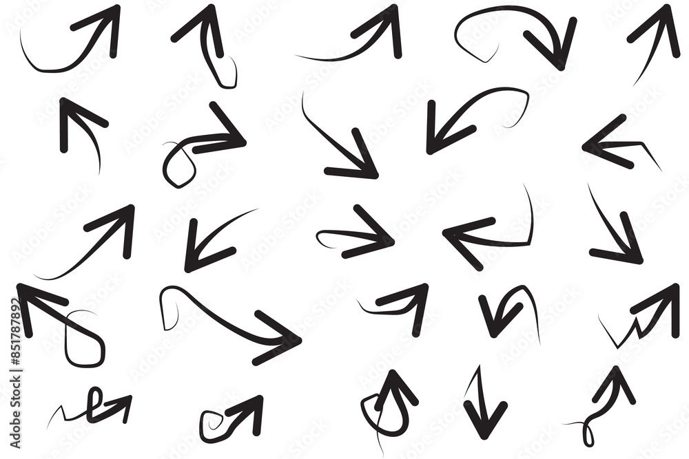 Hand drawn arrow collection. Sketch arrow design for business plan and education. Set of scribble arrow doodle element. Hand drawn arrow vector icons set.
Hand drawn arrow collection. Sketch arrow design for business plan and education. Set of scribble arrow doodle element. Hand drawn arrow vector icons set.