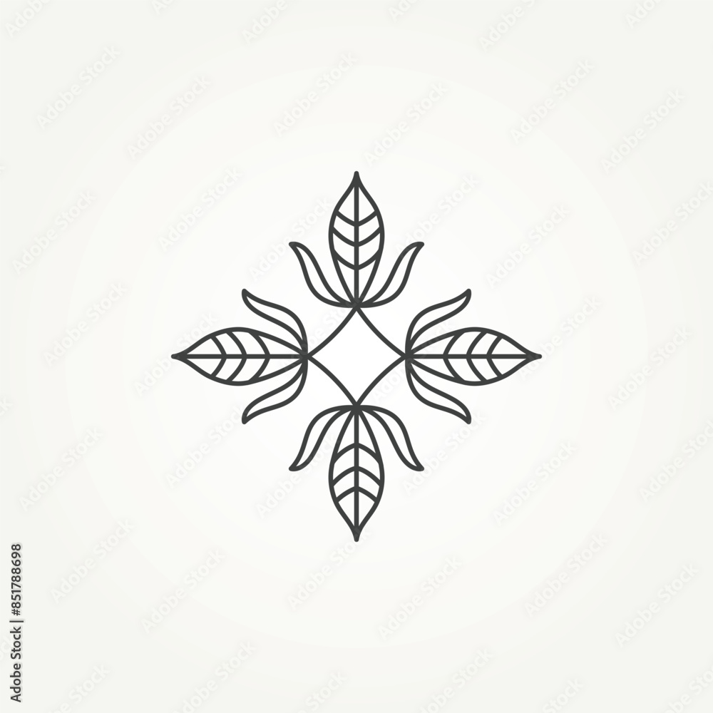 minimalist witch's knot with leaves line art icon logo vector illustration design. simple modern wicca symbol and power of four elements concept minimalist witch's knot with leaves line art icon logo vector illustration design. simple modern wicca symbol and power of four elements concept