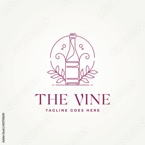 minimalist wine bar continuous line drawing icon logo vector illustration design. simple modern restaurant, bar, cafe logo concept