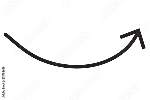 Curve Arrow sign. Right curved arrow doodle icon isolated. Arrow pointer icon sign symbol in trendy flat style.  Curve Arrow icon vector. arrow indicated the direction symbol. Vector illustration.
