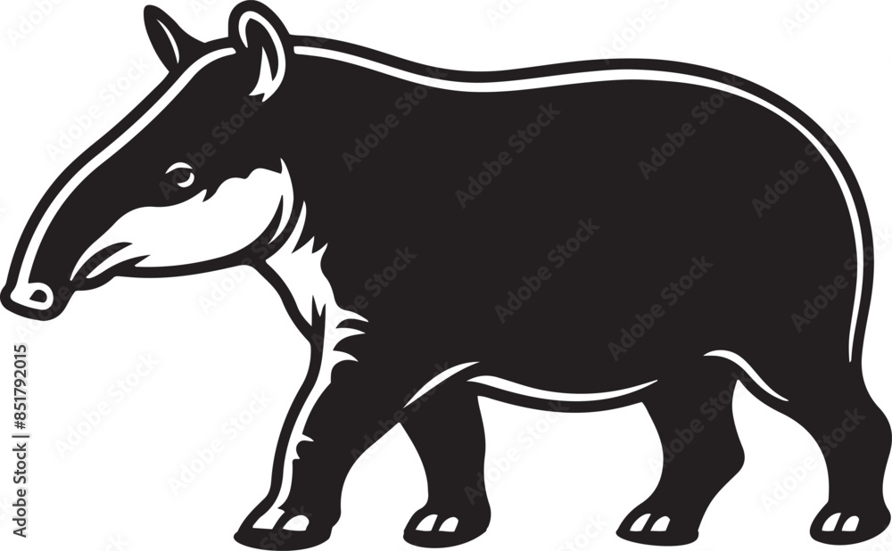 Fototapeta premium Tapir silhouette vector illustration.