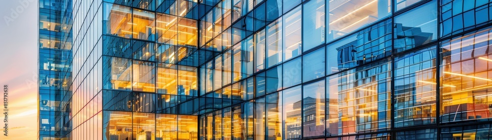 Beautiful view high office building with glass mirrored walls Beautiful view high office building with glass mirrored walls