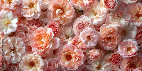 A Bouquet of Delicate Peach Roses