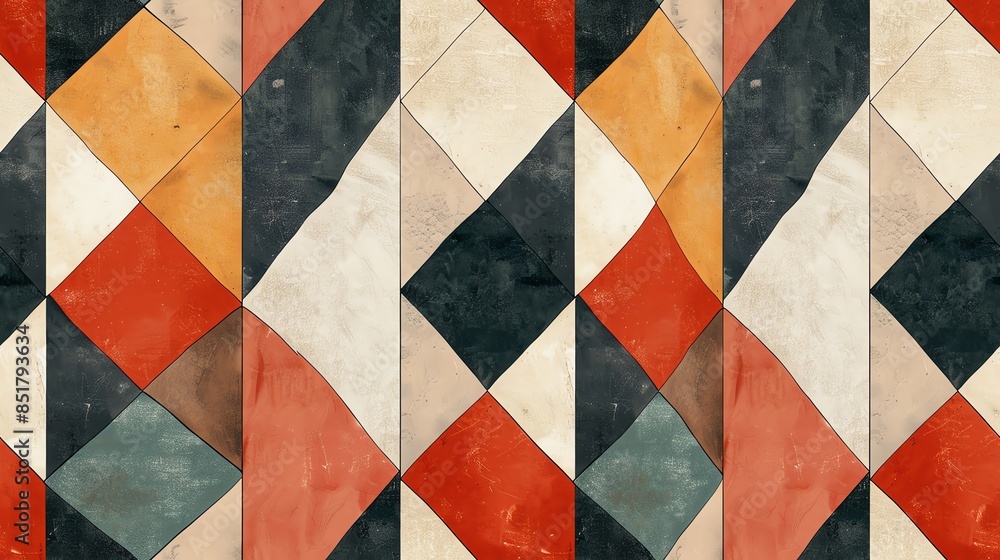 Bold harlequin design with a mix of vibrant and neutral tones Bold harlequin design with a mix of vibrant and neutral tones