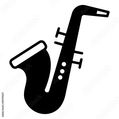 Saxophone icon. black fill icon