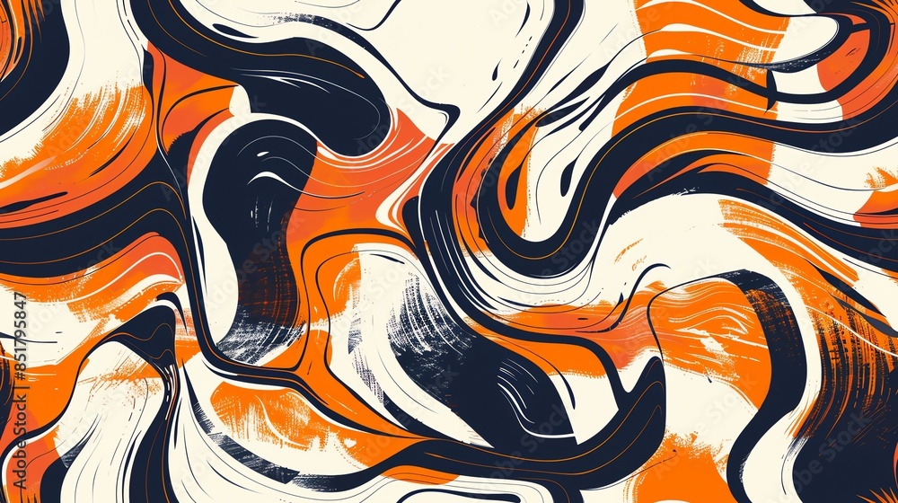 Seamless pattern featuring dynamic, curving lines and shapes Seamless pattern featuring dynamic, curving lines and shapes