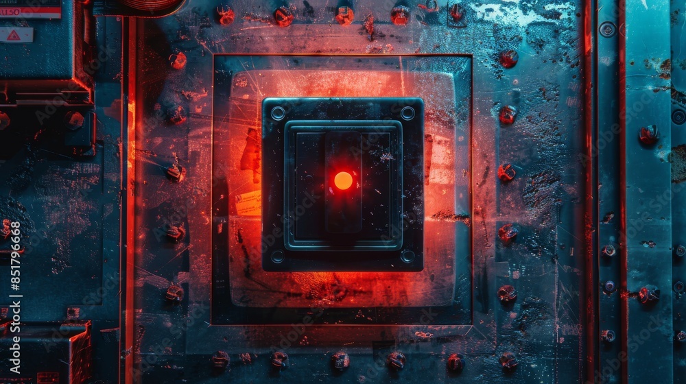 Close-up of an industrial control panel with red and blue lighting effects, showcasing a modern, high-tech environment. Close-up of an industrial control panel with red and blue lighting effects, showcasing a modern, high-tech environment.