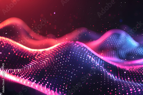 Neon waves, dots, vibrant colors, and dynamic patterns in mesmerizing digital art © Kenishirotie