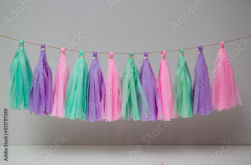 bright paper tassel garland for holiday decor