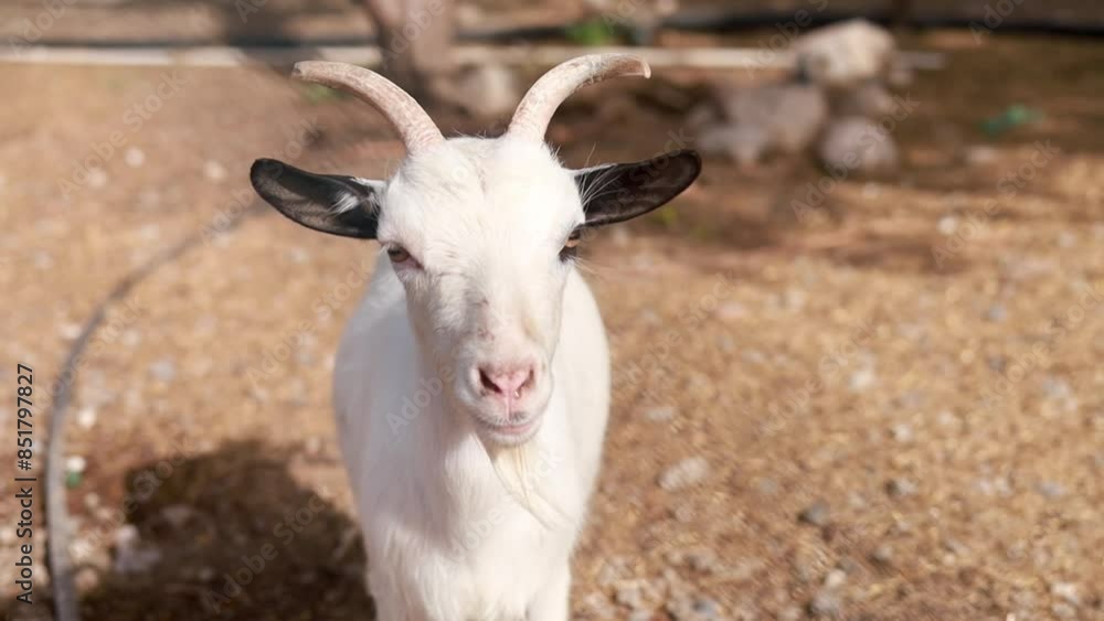 close-up of beautiful white goats close-up of beautiful white goats