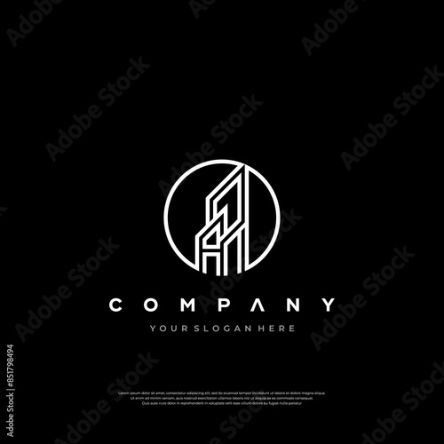 Architecture Black colored colorful alphabet letter ap a p logo combination