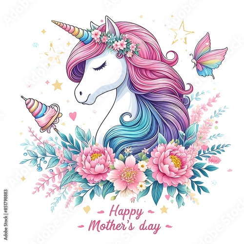 A unicorn with flowers and butterflies unique unique.