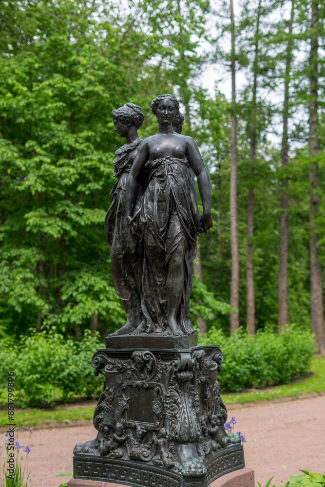 The Three Graces statue in the Upper Park of Oranienbaum The Three Graces statue in the Upper Park of Oranienbaum