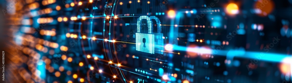 Digital security concept with a padlock symbol on a futuristic glowing circuit board, representing online data protection and cybersecurity. Digital security concept with a padlock symbol on a futuristic glowing circuit board, representing online data protection and cybersecurity.