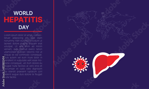 happy world hepatitis day background template use for card vector design, with minimalist and modern concept, cover, backdrop, heart, lung, international