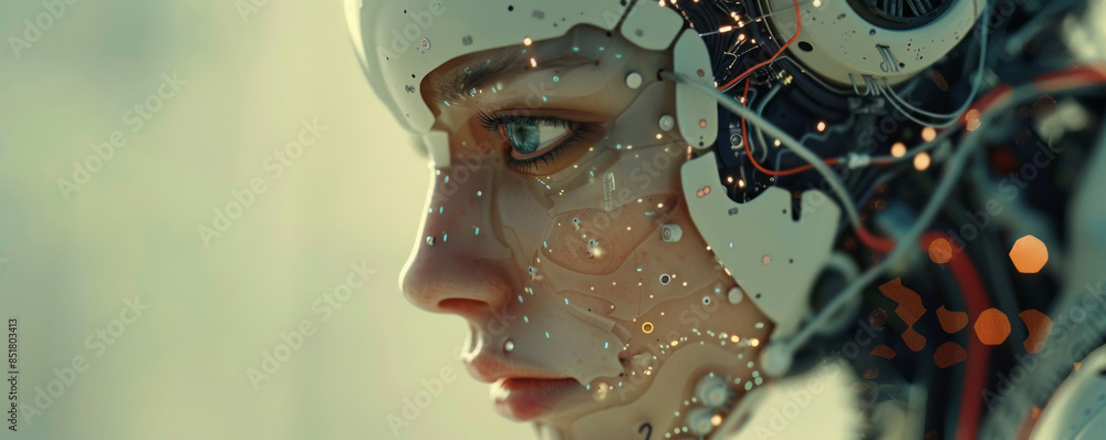 Fototapeta premium A fantastic robot searching for its creator.