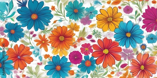 Wallpaper Mural flowers colorful illustration background Torontodigital.ca