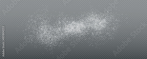 Christmas glowing bokeh confetti light and glitter texture overlay for your design. Frosting effect sugar png, salt and flour for baking, with powder white and isolated on transparent background.