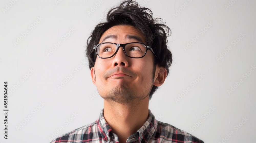 Japanese man looking confused isolated on a white background Japanese man looking confused isolated on a white background
