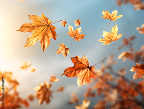 Autumn leaves floating with...