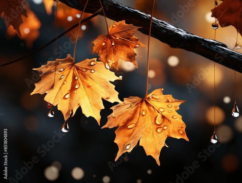 Autumn leaves floating with...