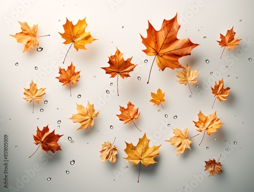 Autumn leaves floating with...