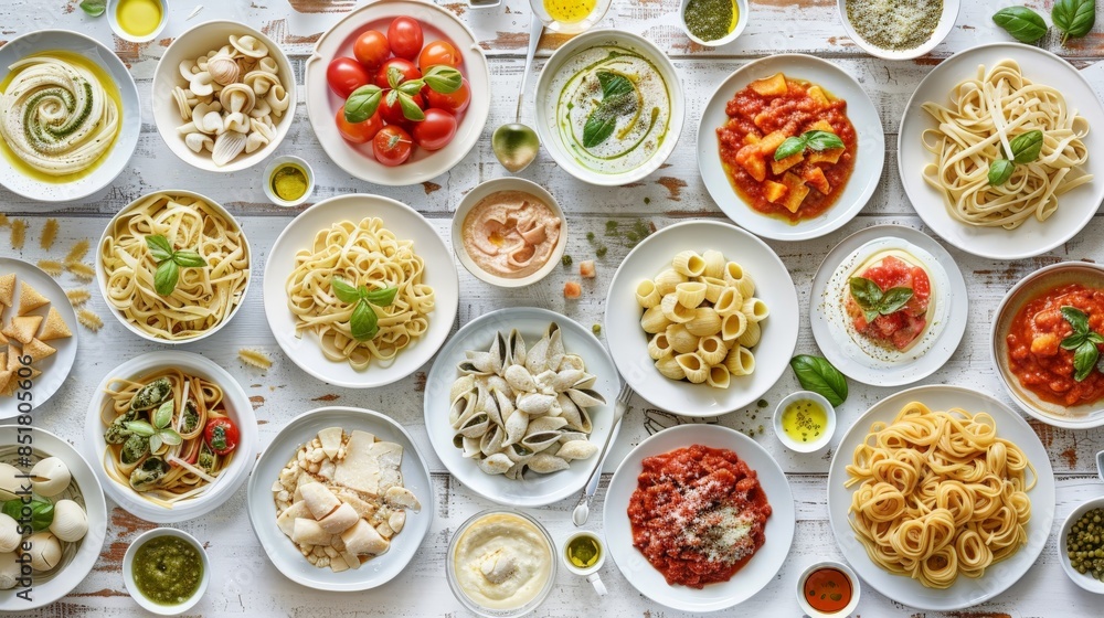 Panoramic Pasta Table: Alfredo to Bolognese Panoramic Pasta Table: Alfredo to Bolognese