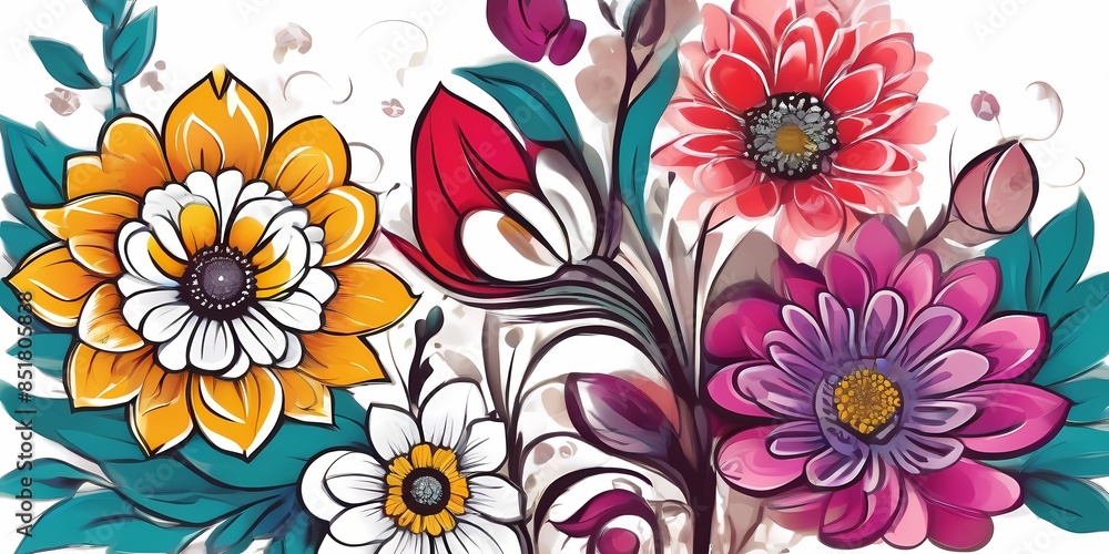 flowers colorful illustration background flowers colorful illustration background