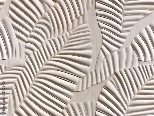 Mural with white leaf patte...