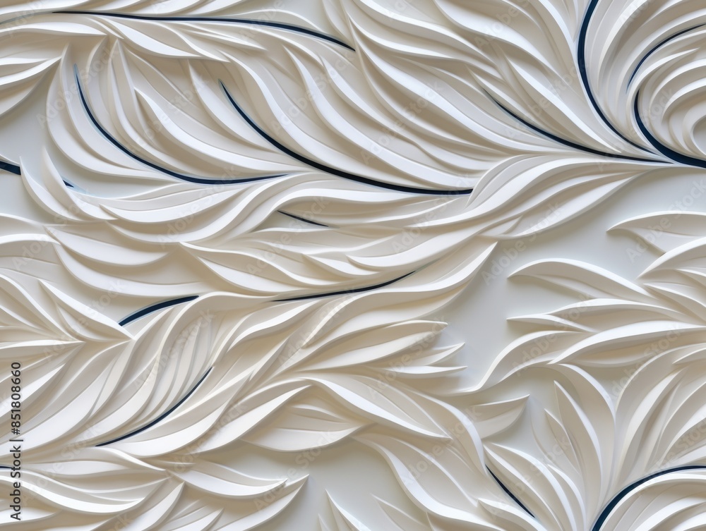 Mural with white leaf patterns on a textured wall Seamless pattern Mural with white leaf patterns on a textured wall Seamless pattern