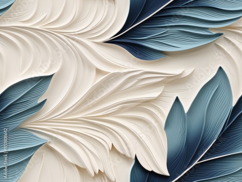 Mural with white leaf patte...