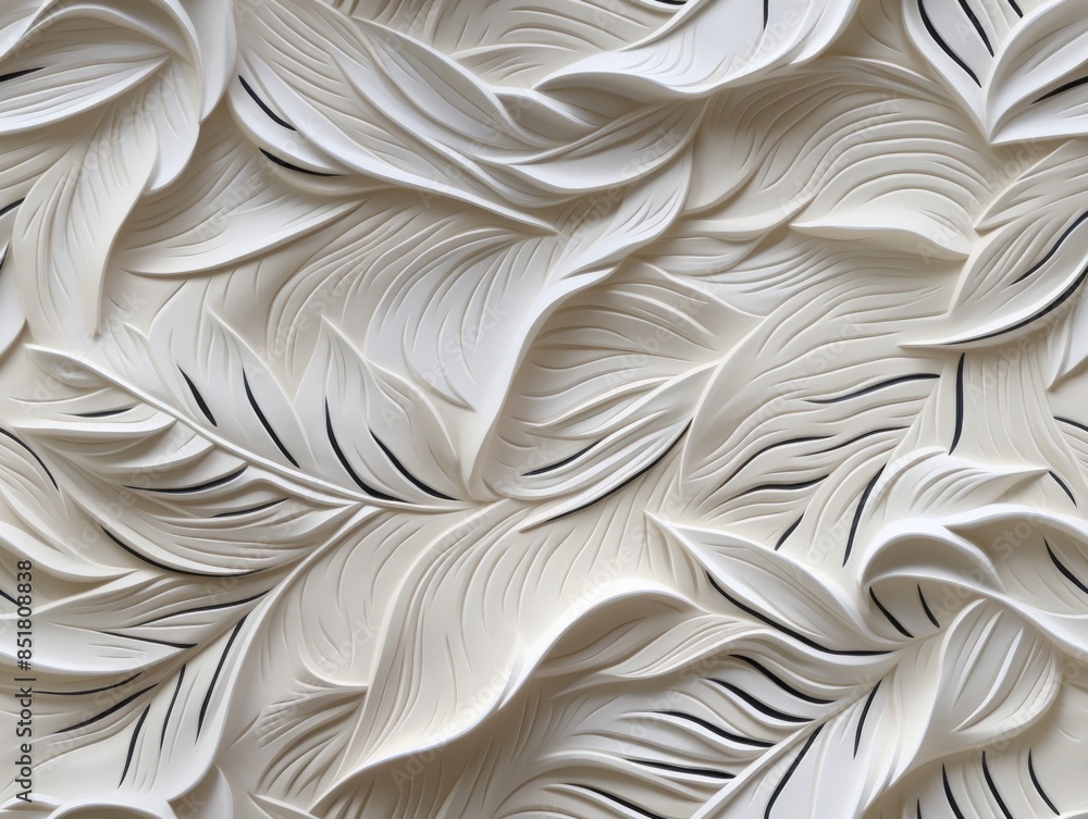 Mural with white leaf patterns on a textured wall Seamless pattern Mural with white leaf patterns on a textured wall Seamless pattern