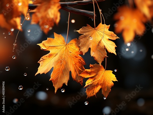 Autumn leaves floating with...