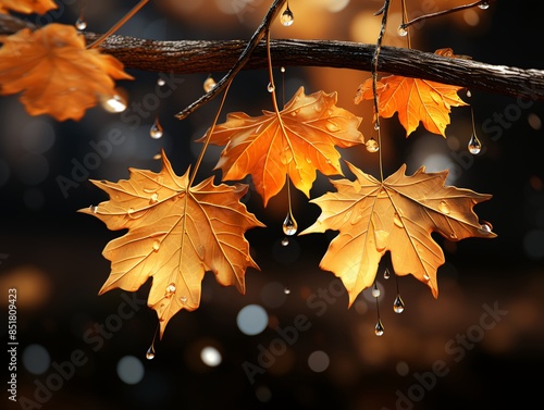 Autumn leaves floating with...