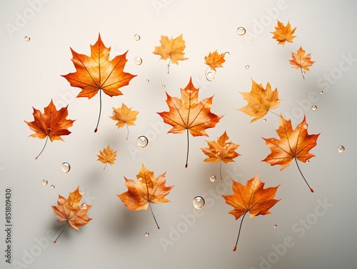 Autumn leaves floating with...