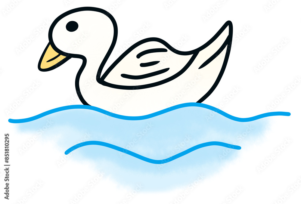 A white mallard is happily swimming. A white mallard is happily swimming.