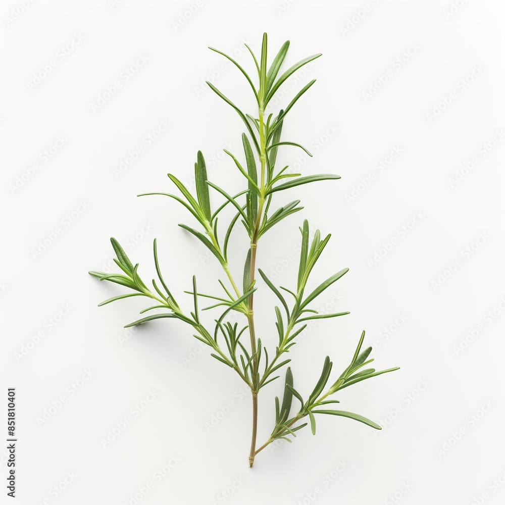 Detailed photo of a rosemary sprig isolated on white background Detailed photo of a rosemary sprig isolated on white background