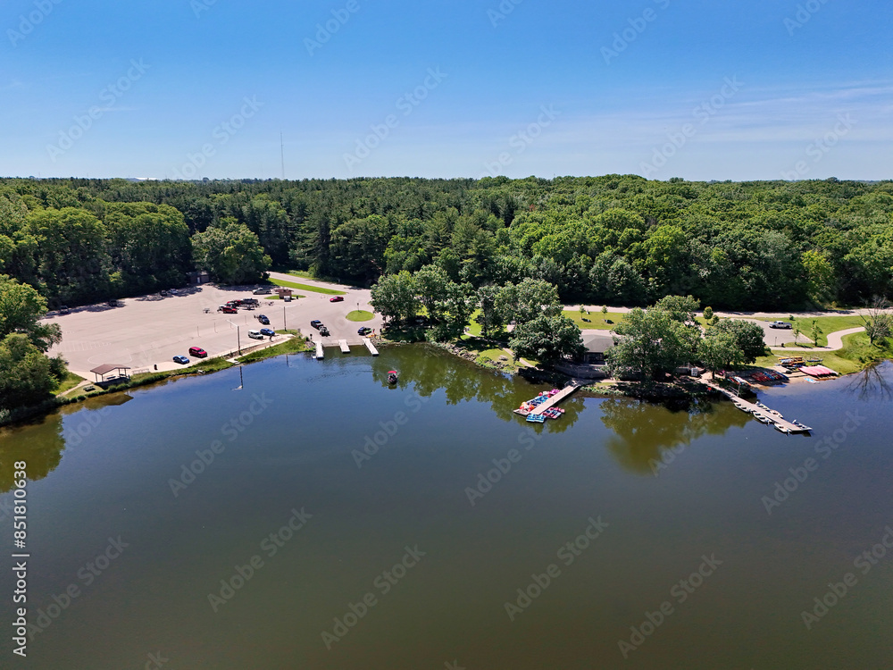 Pierce Lake at Rock Cut State Park in Illinois Concession and boat launch area Pierce Lake at Rock Cut State Park in Illinois Concession and boat launch area