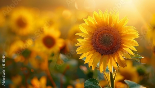 Beautiful sunflowers in a f...