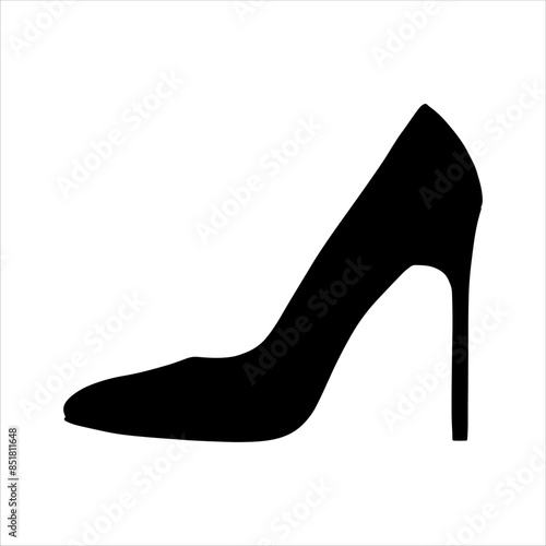 Single woman shoe silhouette isolated on white background. Woman shoe icon vector illustration design.