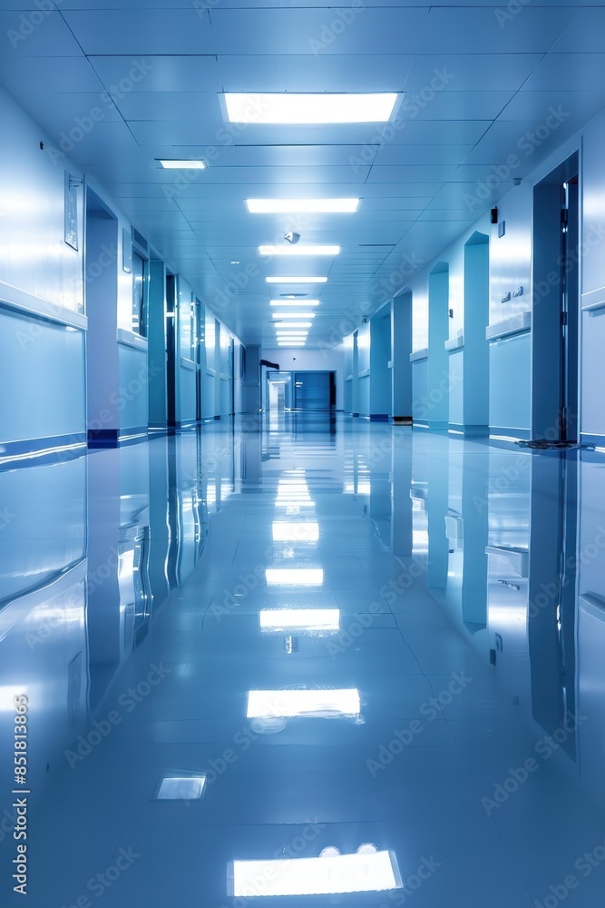 Clean and empty hospital hallway Clean and empty hospital hallway