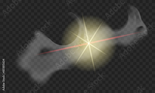 Sun in a figured cloud. The shining sun is hidden by a figured cloud. White cloud. Vector Illustration EPS10.